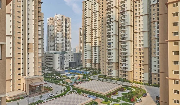 Skyline view of a Prestige Group high-rise residential project in Hyderabad