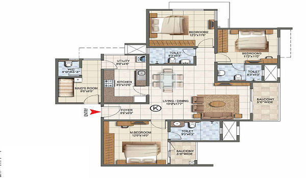 Featured Image of Prestige Raintree Park 4 BHK Apartment Floor Plan